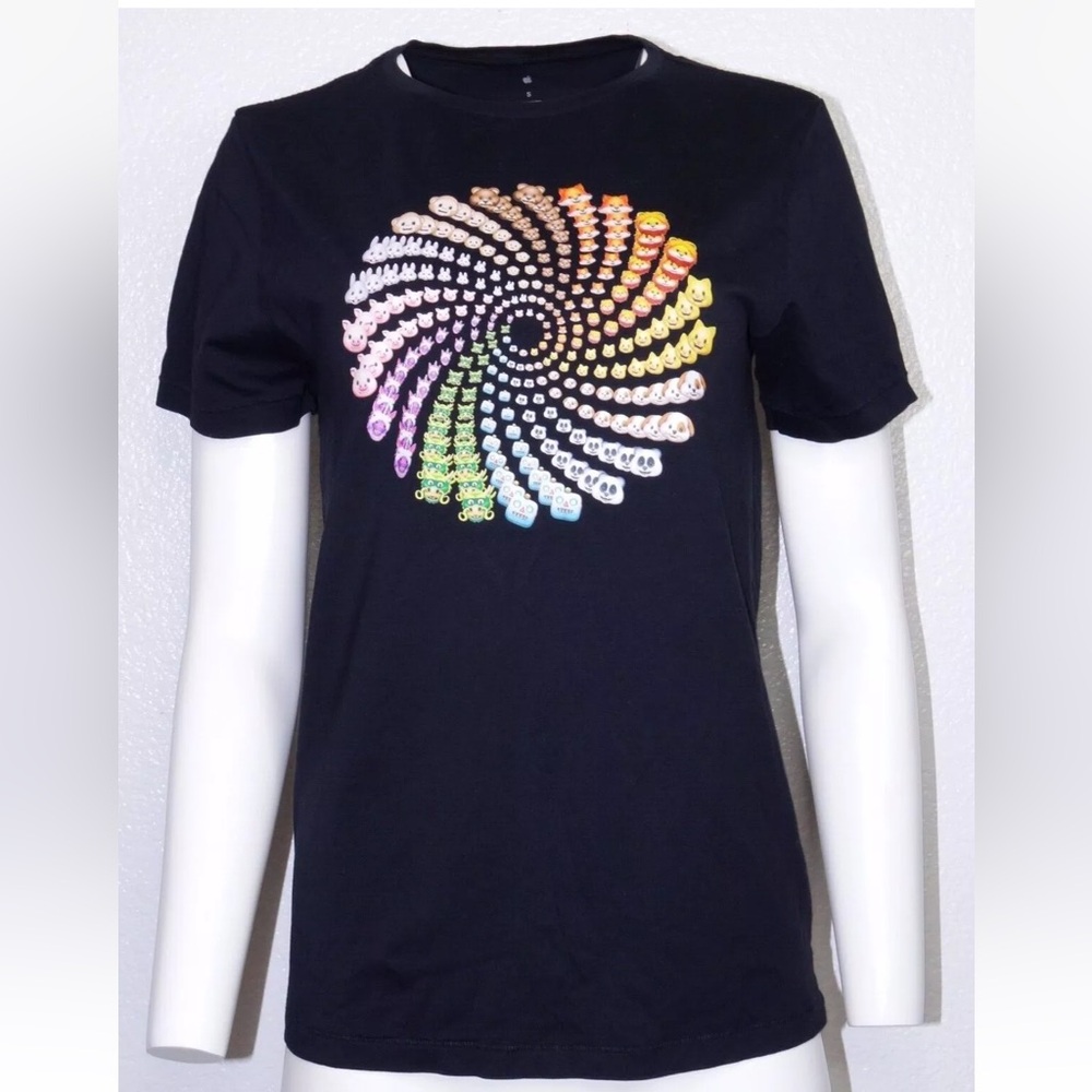 Apple Emoji Graphic Print Black Tee Sz Small Animal Emoji Promotion Rare